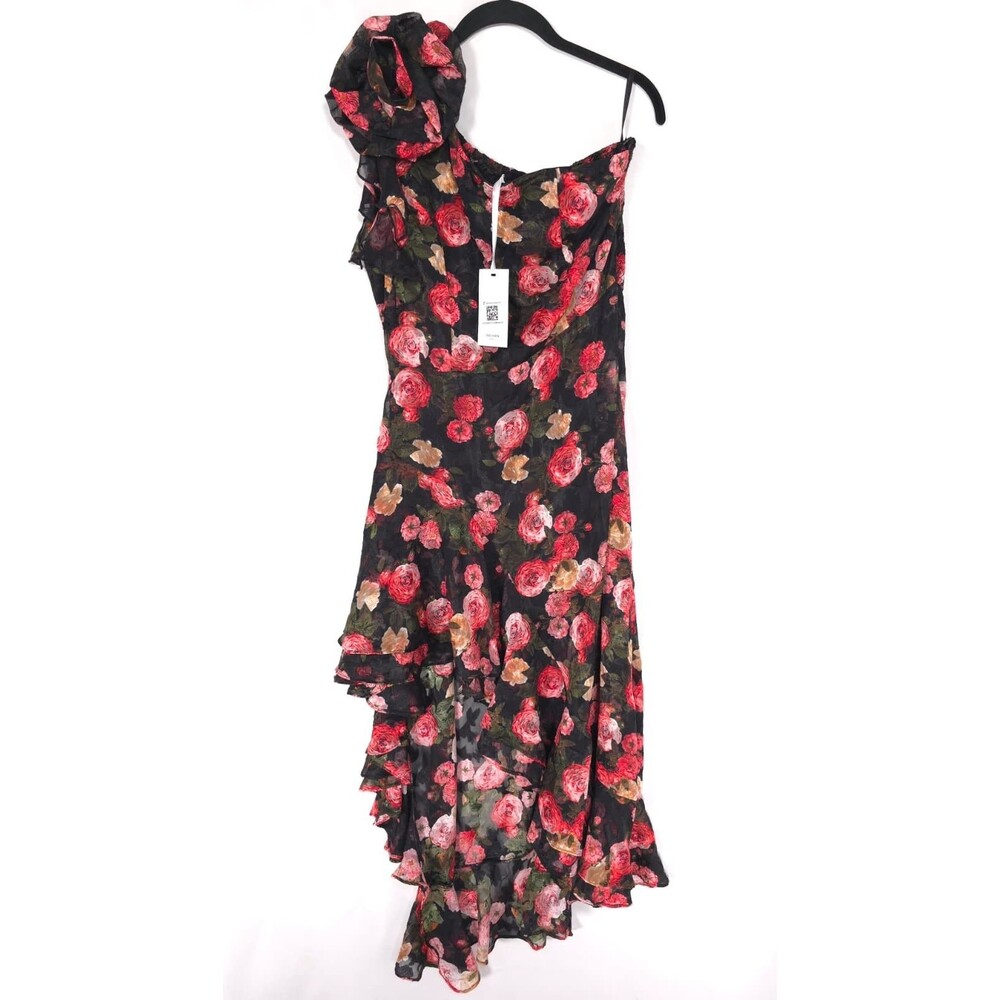GRACE‎ KARIN New Women's Midi Dress 12 One Shoulder Asymmetrical Floral Ruffle